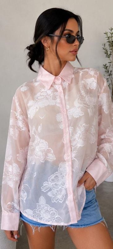 Camisa de Organza Transparente