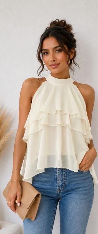 Blusa de  capas volantes