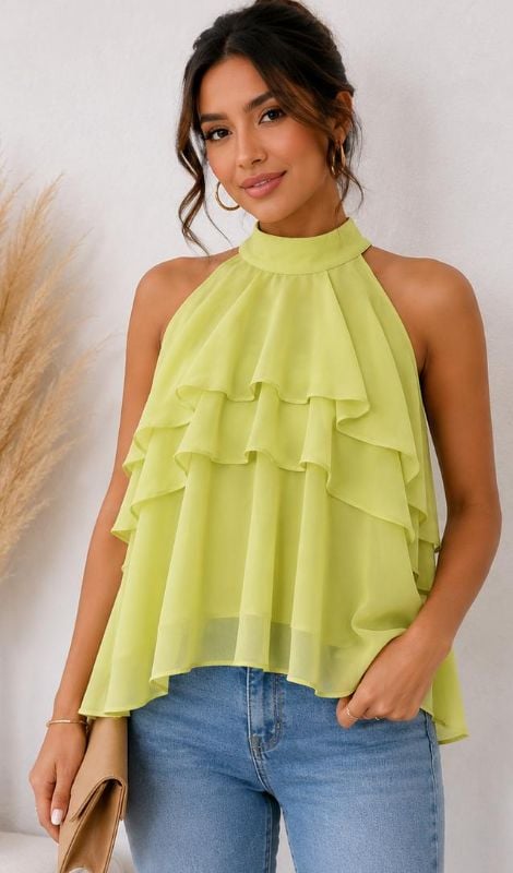 Blusa de  capas volantes