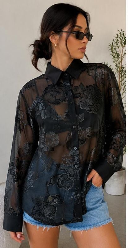Camisa de Organza Transparente