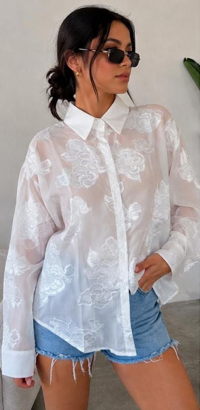 Camisa de Organza Transparente