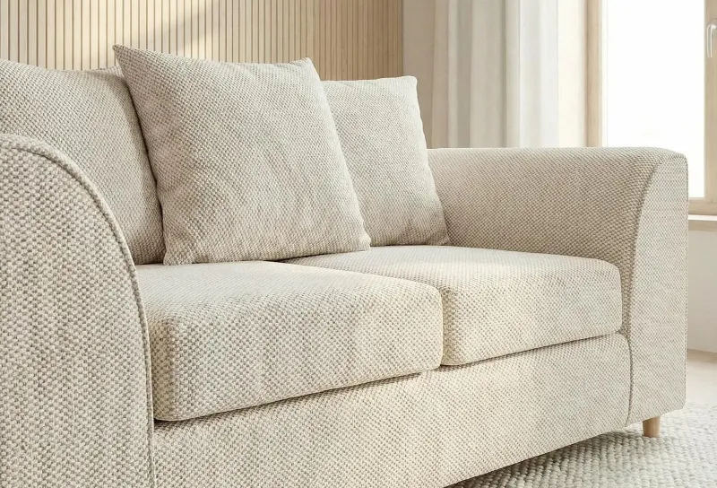 Chenille 2 seater Scatter Back Cream