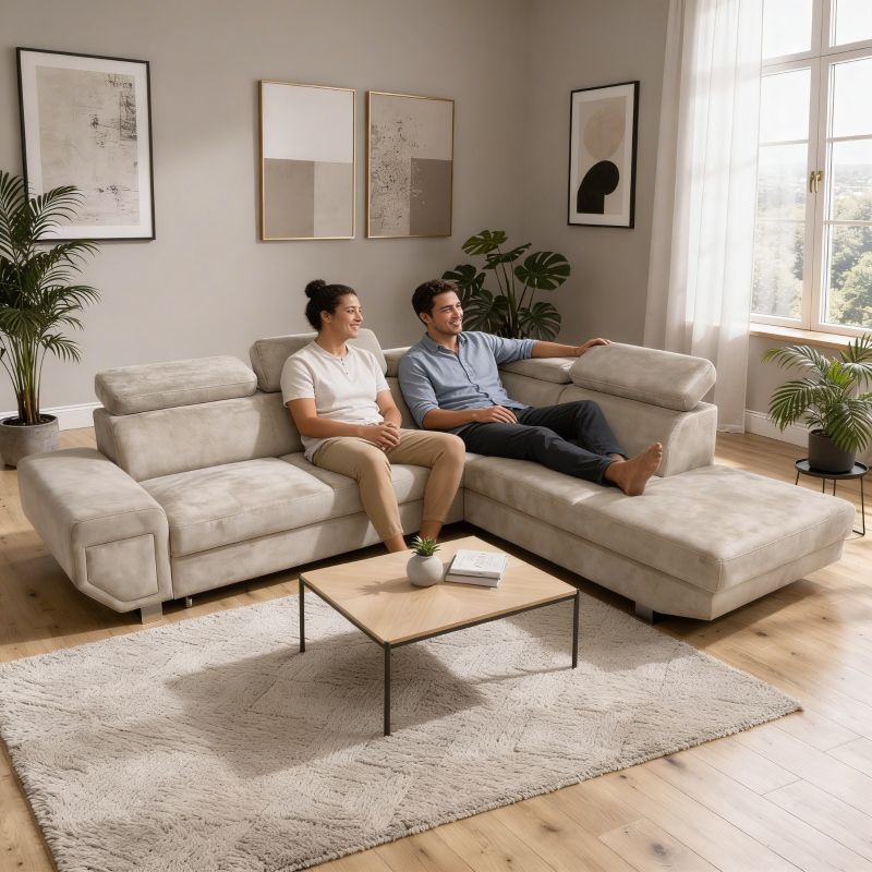 Arctic Fabric Corner Sofa Bed with Hidden Storage – Extra Comfort