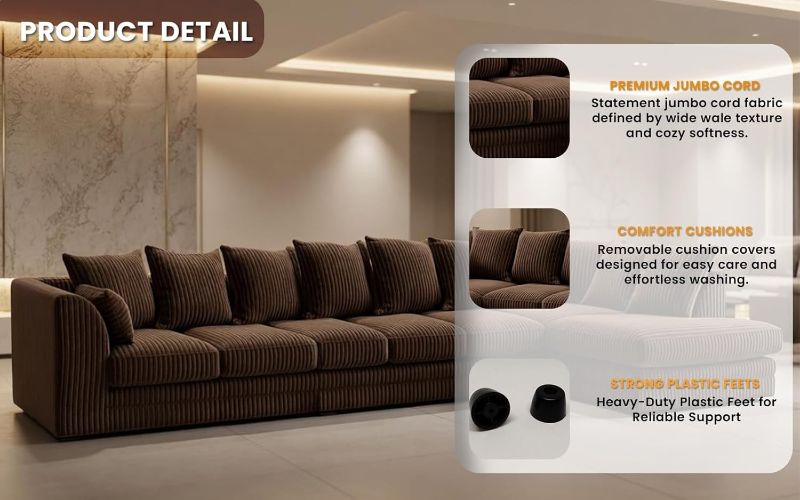 Modular 7 Settee Suites for Living Room (Brown, 7 Seater RH)