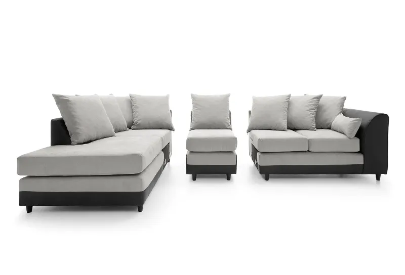 DYLAN PLUS LARGE CHENILLE CORNER SOFA Light Grey
