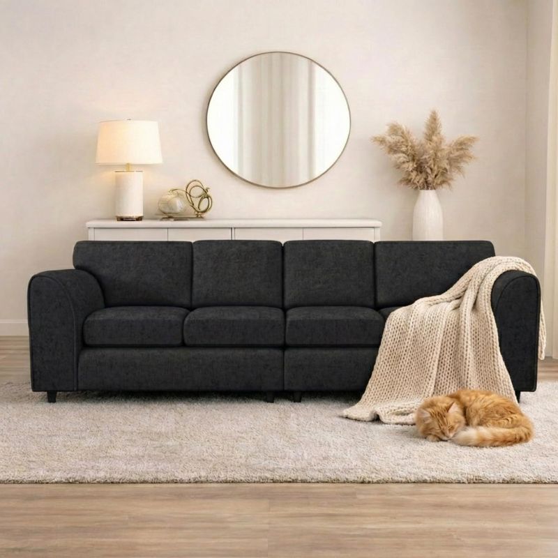 Alaska Fabric Straight 4 Seater Sofa for Modern Living Rooms
