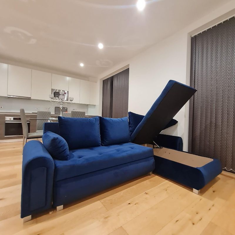 Berlin Fabric Corner Universal Sofa Bed With Double Storage