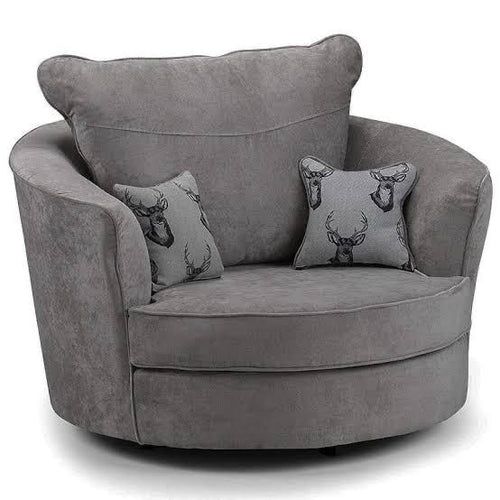 Verona Fullback Swivel Chair Grey - Cuddle Chair - Luxe Comfort