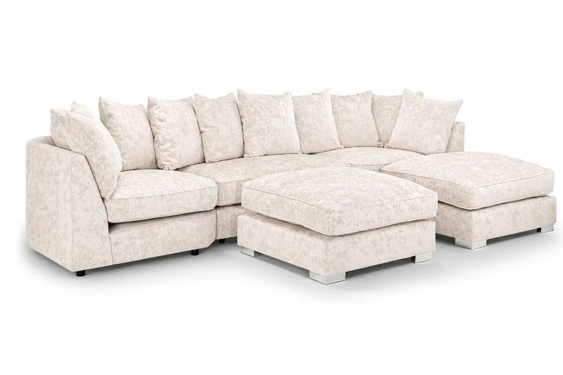 Bishop Alaska Pearl U Shape Sofa – Luxury Large Corner Suite with Footstools & Deep Foam Seating