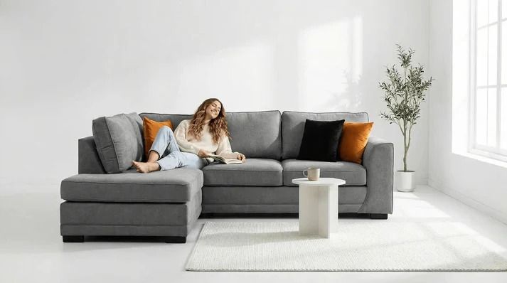 Orka Open End Corner Sofa – Left Hand Facing | Luxury Fabric L Shape Sofa UK