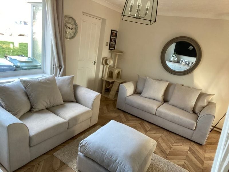 ✨ Cream 3/2 Seater Corner Sofa with Footstool ✨