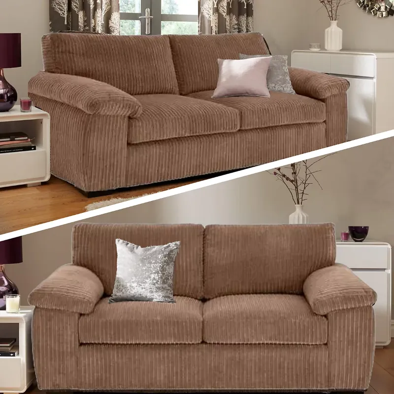 Delta Jumbo Cord Fabric Sofa, 3+2 Mink