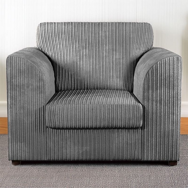 New Grey Jumbo Cord Arm Chair
