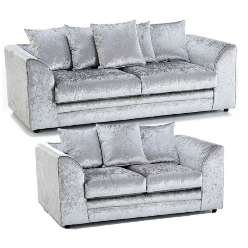 Crushed Velvet 3 Seater Scatterback Sofa - Silver