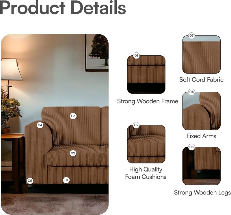Dylan Jumbo cord Full Back Corner sofa  (Beige, Left Hand Corner)