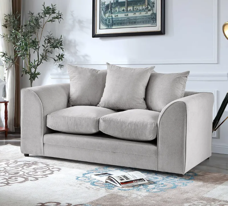 Modern Plush Velvet 2 Seater Sofa (Grey)