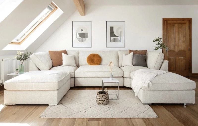 Savoy U Shape Corner Sofa – Full Back Cushions, Modular Large Fabric Suite