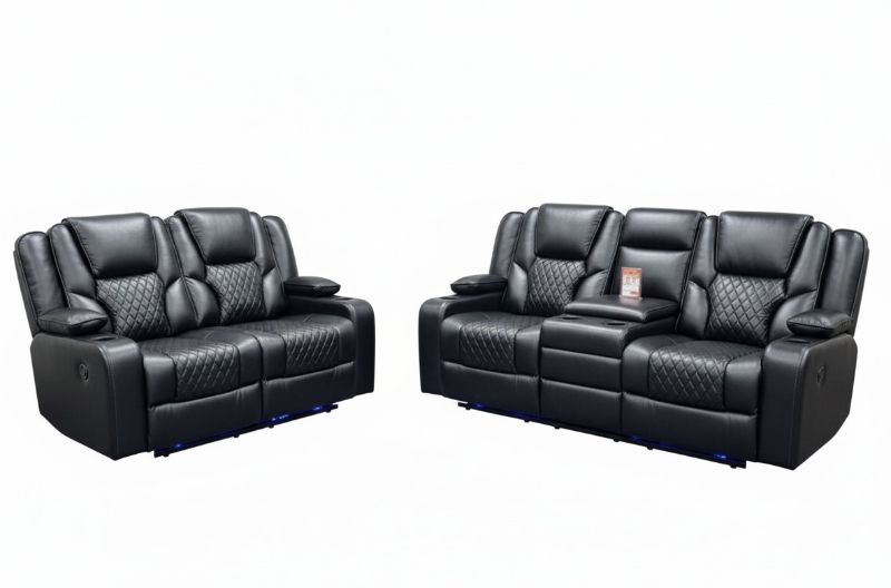 Oakland Black Leather Electric Recliner Sofa Set – 3 & 2 Seater