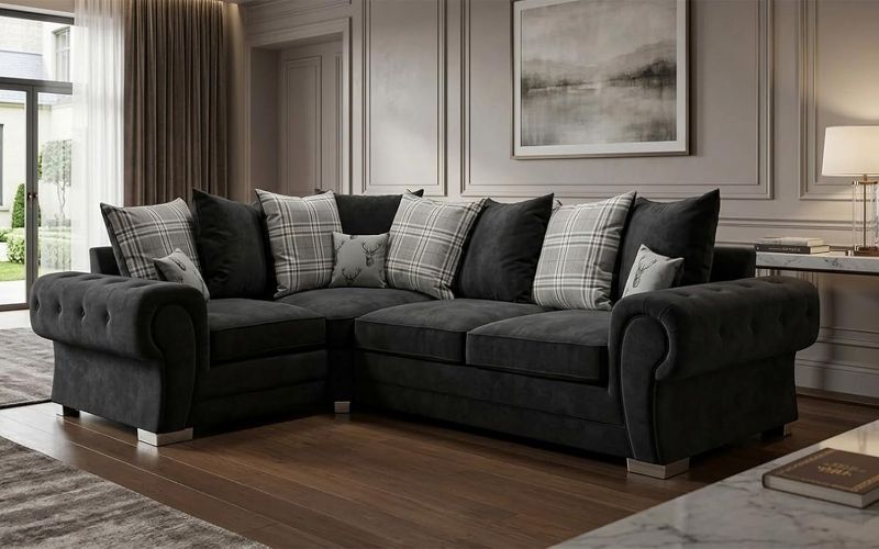 Verona Grey 4 Seater Corner Sofa – 2C1 L Shape Scatter Back Sofa | Left & Right Hand UK