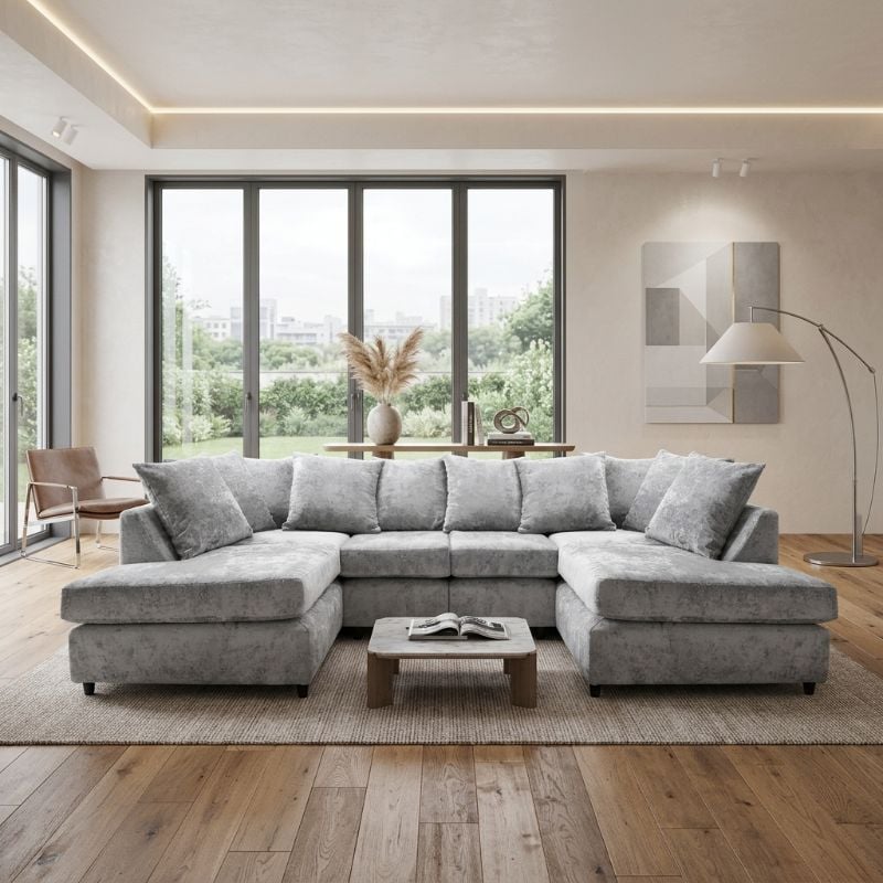 Bishop Luxury Chenille U Shape Sofa – Large Corner Sofa 5 Seater UK