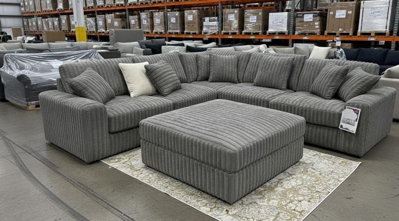 stupendous sectional 2c2 Grey Corner sofa with Footstool
