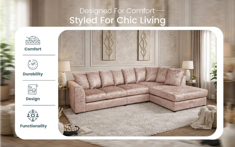 Right Hand Sectional Settee for Living Room Lounge Indoor (Mink, Right hand XL Corner)