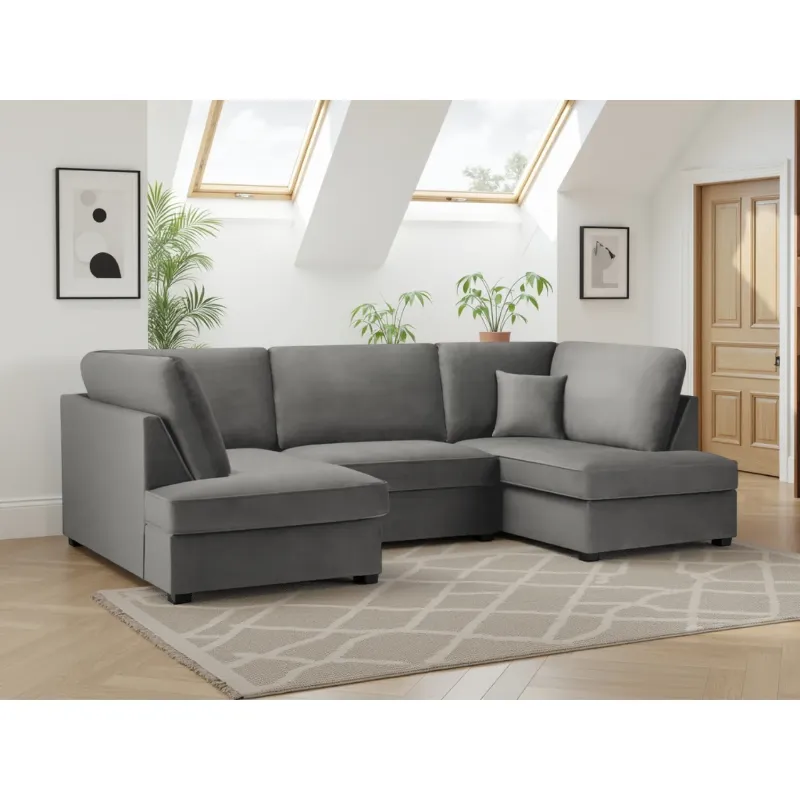Carnaby Sofa Plush Grey U Shape Corner