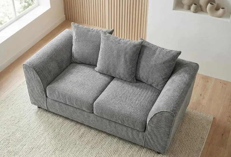 Chenille 2 seater Scatter Back Grey
