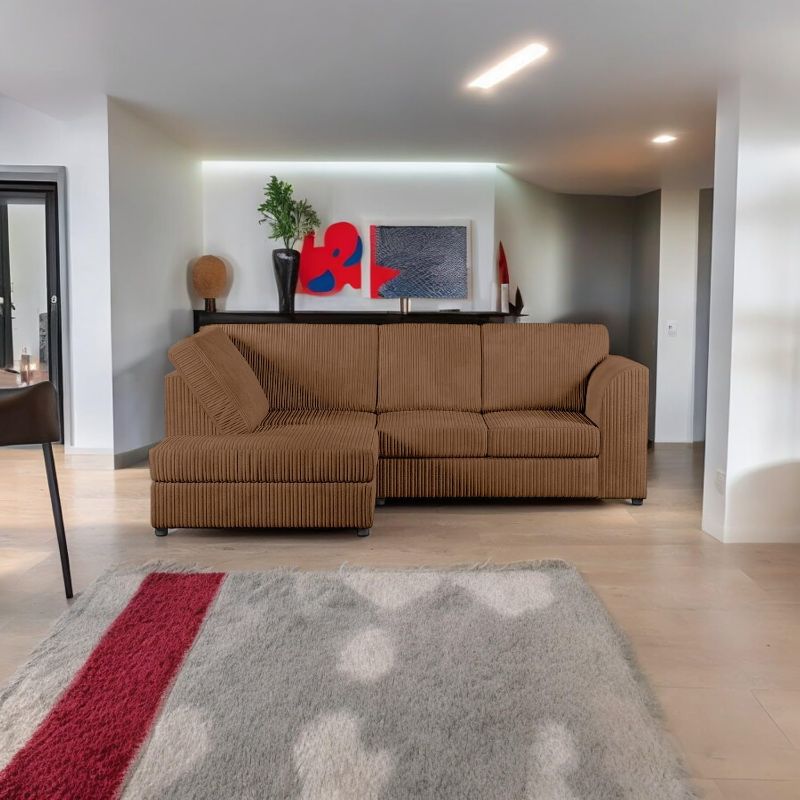 Dylan Jumbo cord Full Back Corner sofa  (Beige, Left Hand Corner)