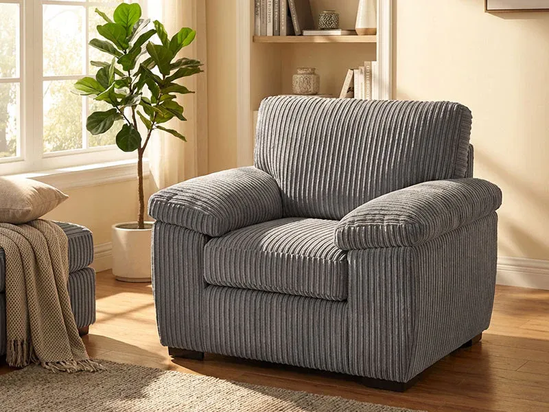 Amalfi Jumbo Cord Fabric Armchair Grey
