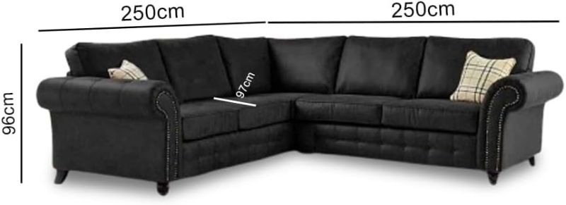 Black Leather Corner Sofa | 2C2 5 Seater Oakland Style | High Back Modular Dual Arm Foam Settee for Living Room
