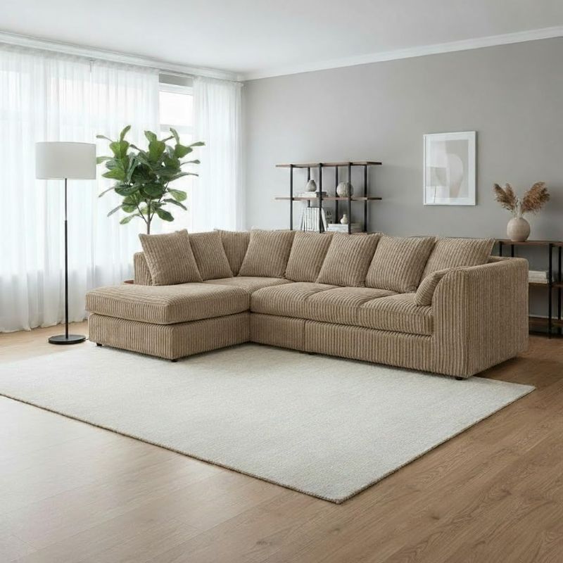 Scatter Back Cushions | Deep Foam Seats for Living Room (Mink, Left Hand Corner)