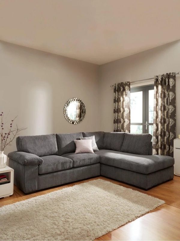 Delta 4 Seater L Shape Corner Sofa in Grey – Reversible Left/Right Facing