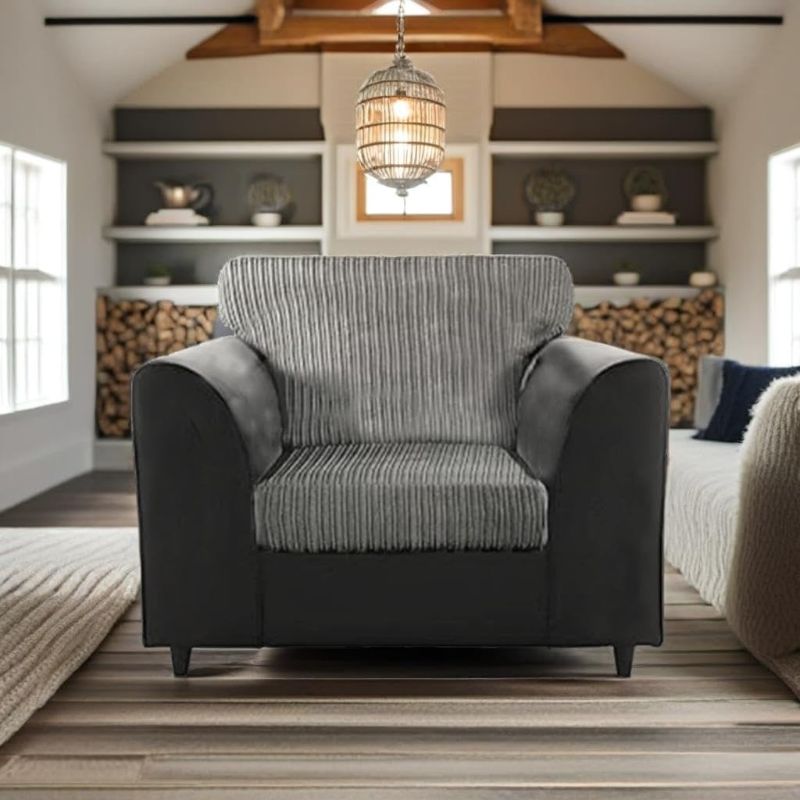 Black & Grey Armchair – Modern Two-Tone Accent Chair, Comfortable & Stylish for Any Living Space
