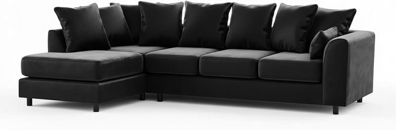 Upholstered 5 Settee Scatter Back Suites for Living Room (Black, LH 5 Seater)