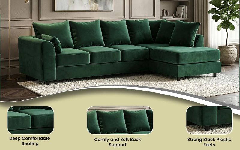 Upholstered 5 Settee Scatter Back Suites for Living Room (Green, RH 5 Seater)