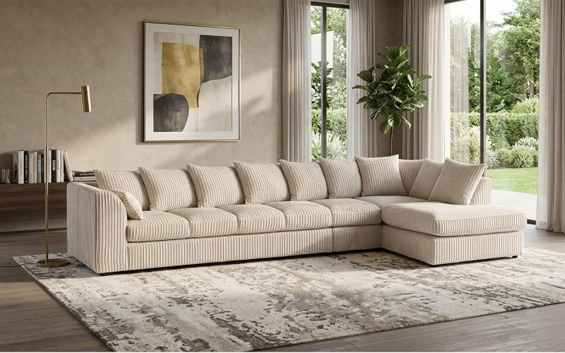 Modular 7 Settee Suites for Living Room (Cream, 7 Seater RH)