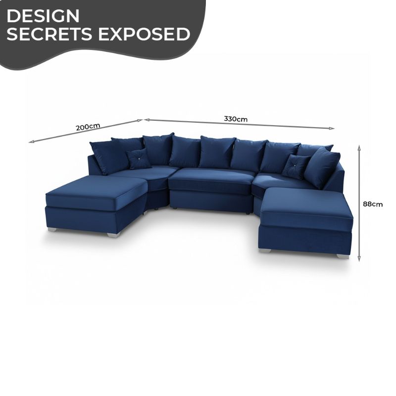 Bishop U Shape Corner Sofa with Scatter Back Cushions – Modern Large Settee