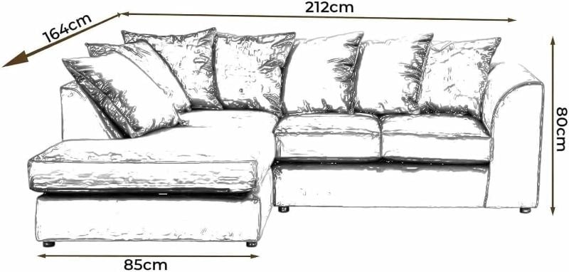 Light Grey Chenille L-Shaped Corner Sofa – Modular 4 Seater Chaise Suite – RH/LH Facing Scatter Back Curved Arm Couch (Alaska)