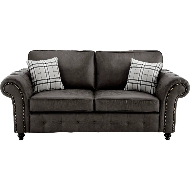 Ashwin 2 Seater Leather Sofa (Black)