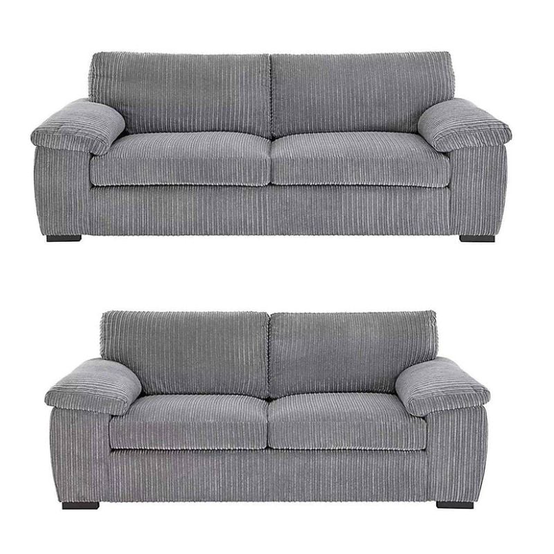 Delta Jumbo Cord Fabric Sofa, 3+2 Grey