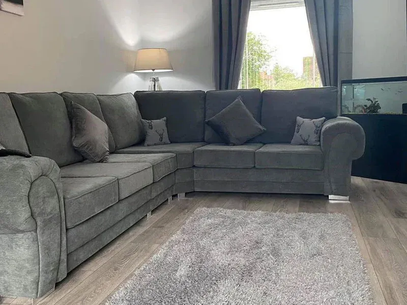 The Luxury Verona Grey Fabric Sofa - Large Corner Sofa - 6 Seaters