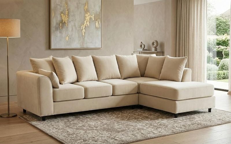Upholstered 5 Settee Scatter Back Suites for Living Room (Cream, RH 5 Seater)