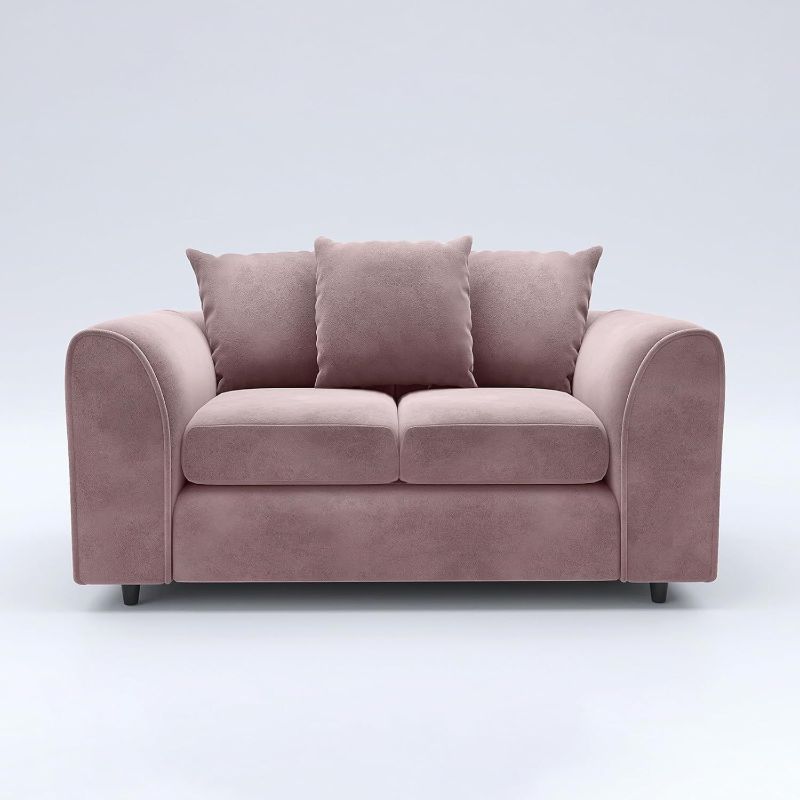 DELANO Plush Velvet 3 Seater Scatterback Sofa - Pink
