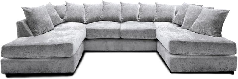 Luxury U-Shaped Chenille Sofa 6 Seater Grey Modular Corner Sofa