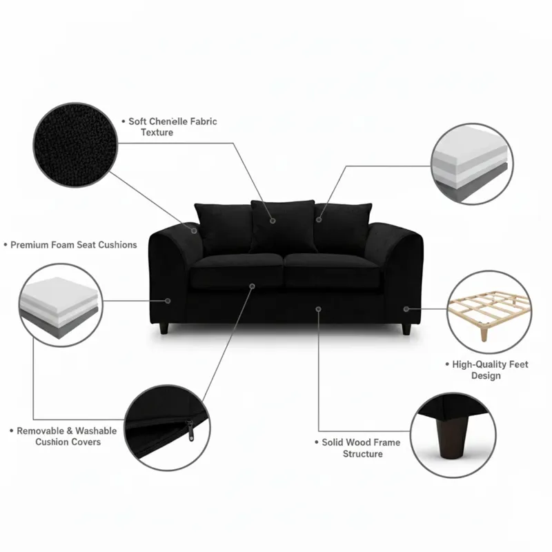 2 Seater Scatter Back Alaska (Black)