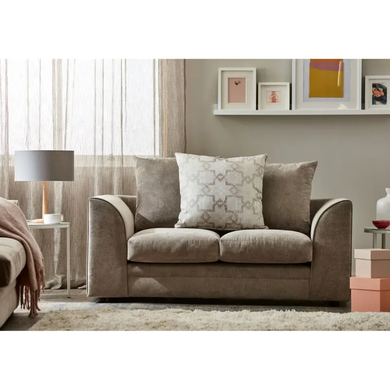 2 Seater Sofa Scatter Back Chenille Sofa (Beige)