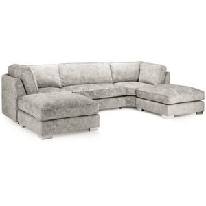 Bishop Full Back U Shape Sofa – Large 5 Seater Corner Sofa | Truffle & Platinum