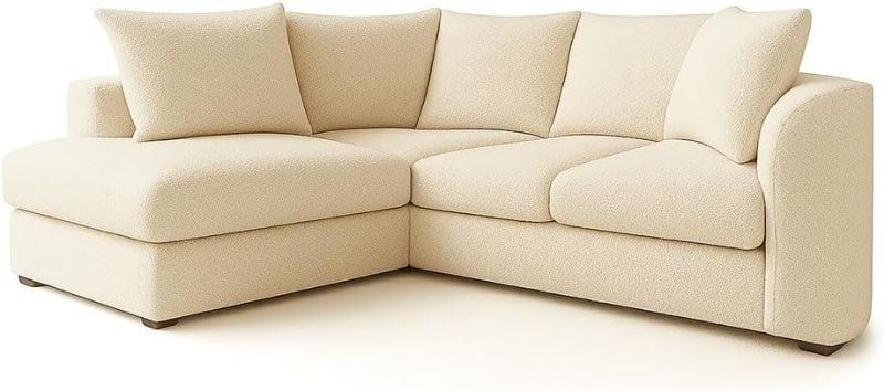Cream Bouclé 4 Seater L-Shaped Corner Sofa – Teddy Fabric | Left or Right Hand UK