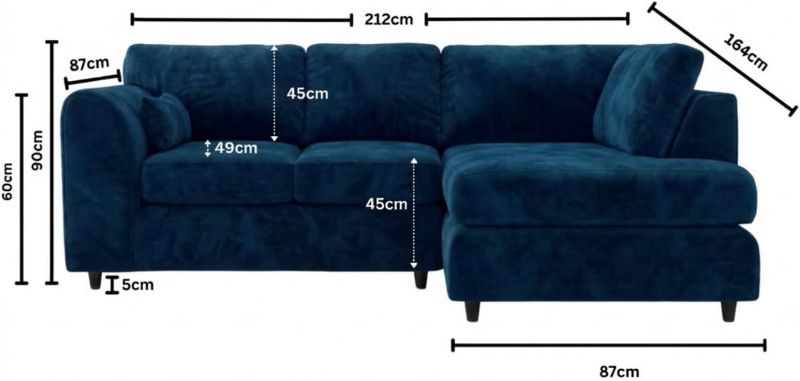 Dylan Right Hand Facing Couch for Living Room (Midnight Blue)